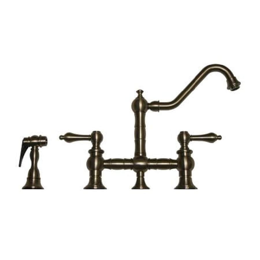 Whitehaus Collection Vintage Iii Brushed Nickel 2 Handle Low Arc Kitchen Faucet With Side Spray In The Kitchen Faucets Department At Lowes Com