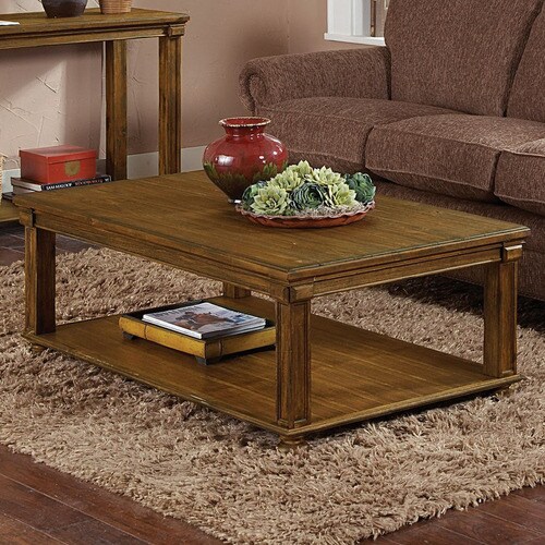 Homelegance Ardenwood Brown Rubberwood Rectangular Coffee Table at ...