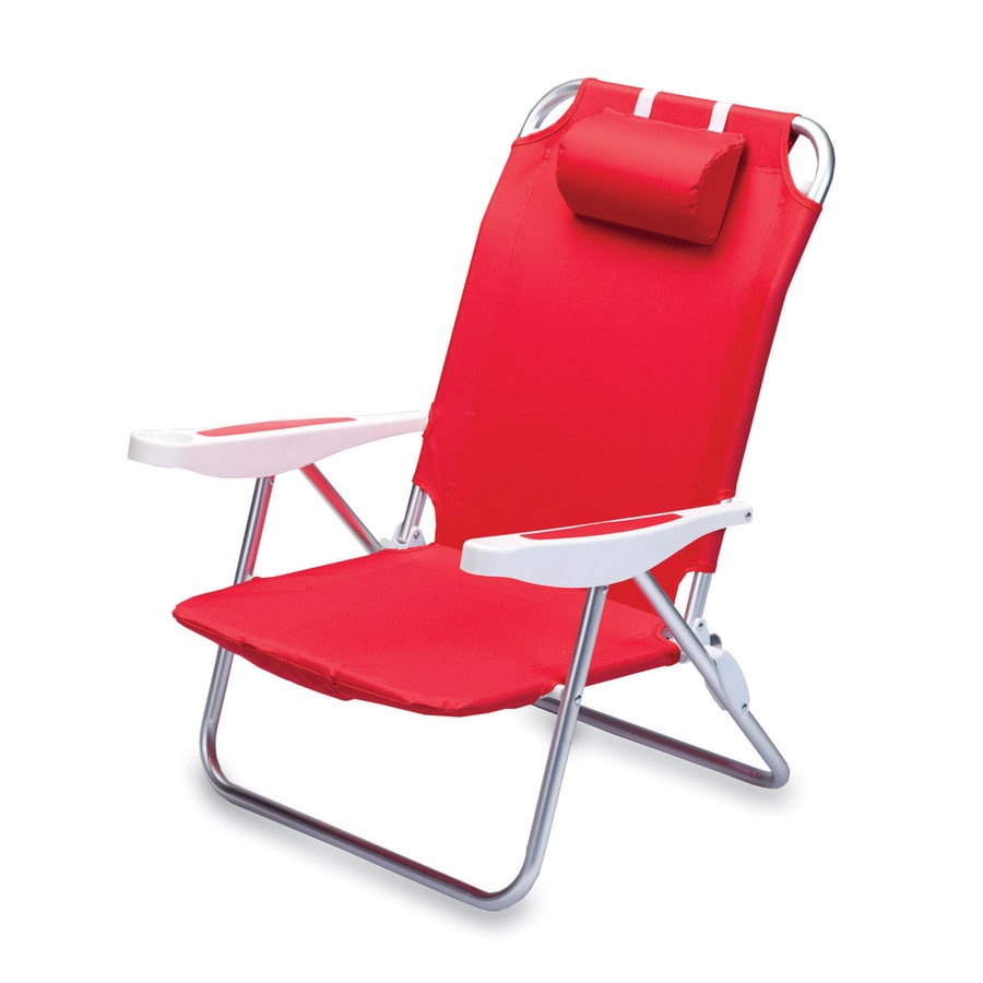 Picnic Time Red Steel Folding Beach Chair At Lowes Com   4392529 