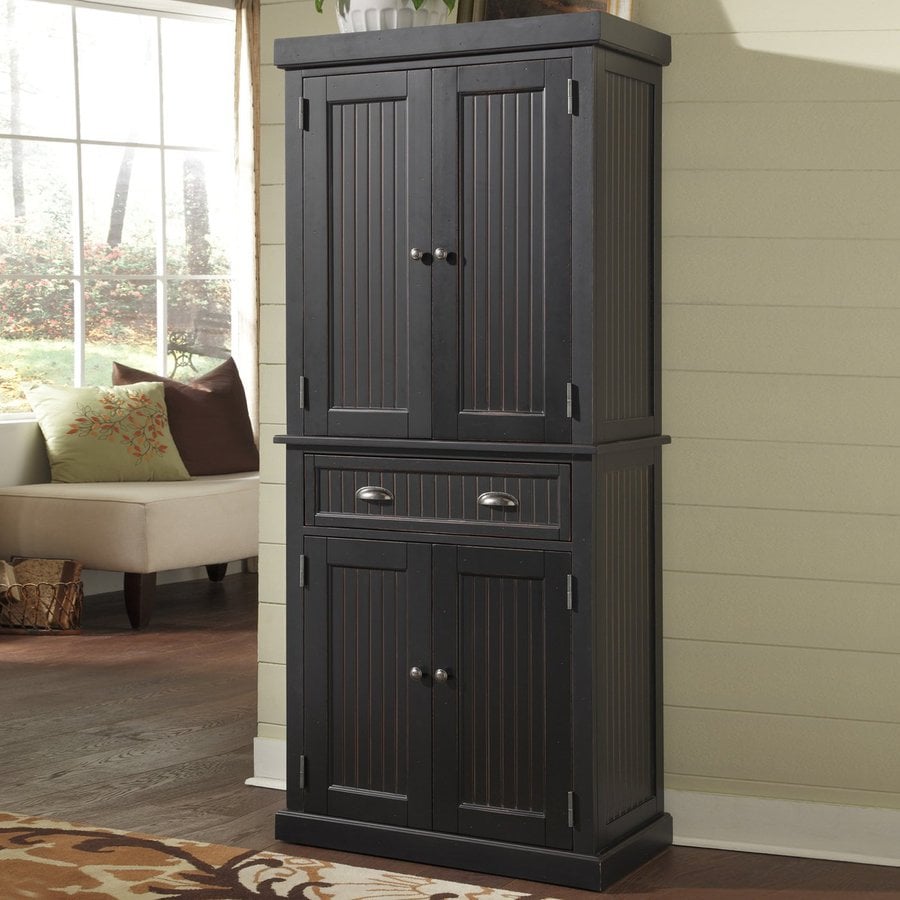 Shop Home Styles Nantucket Distressed Black Wood Kitchen hutch at Lowes.com