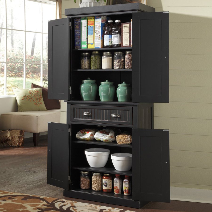 Shop Home Styles Nantucket Distressed Black Wood Kitchen hutch at Lowes.com