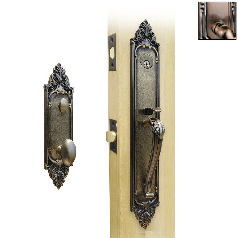 Double Hill Antique Br Mortise Lock Keyed Entry Door Double Hill Antique Br Mortise Lock Keyed Entry Door Handleset