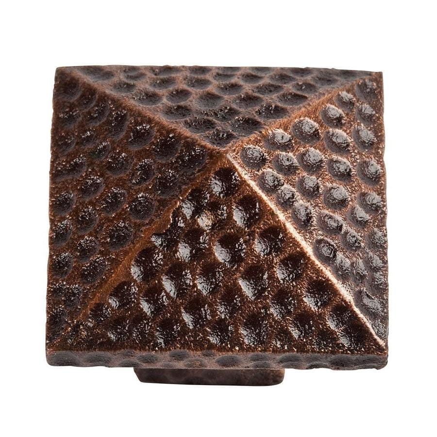 The Copper Factory Artisan Antique Copper Square Knob in the