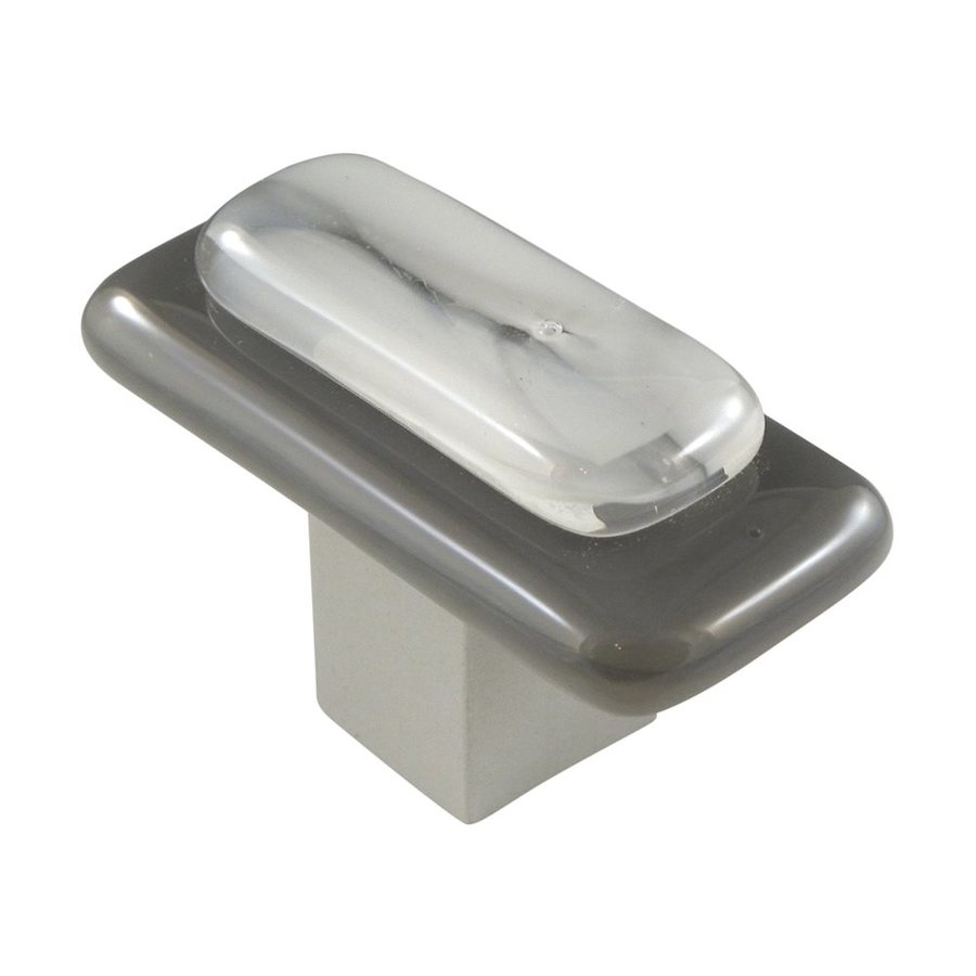 Grace White Glass Layers Satin Nickel Rectangular Knob at