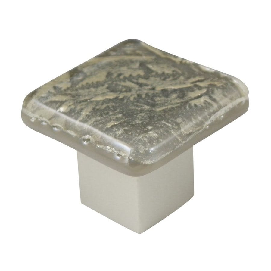Grace White Glass Frost Satin Nickel Square Knob at