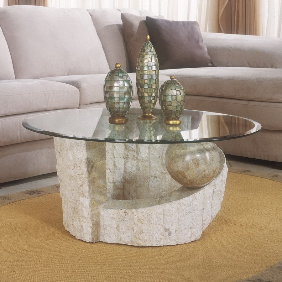 Magnussen Home Ponte Vedra Stone and Glass Round Coffee Table at Lowes.com