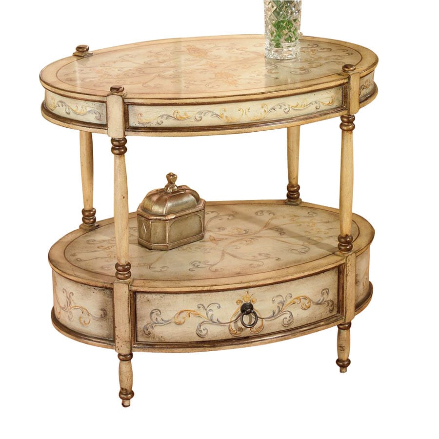 Butler Specialty Artists Originals Tuscan Cream Hand Painted Butler Specialty Artists Originals Tuscan Cream Hand Painted Oval End Table