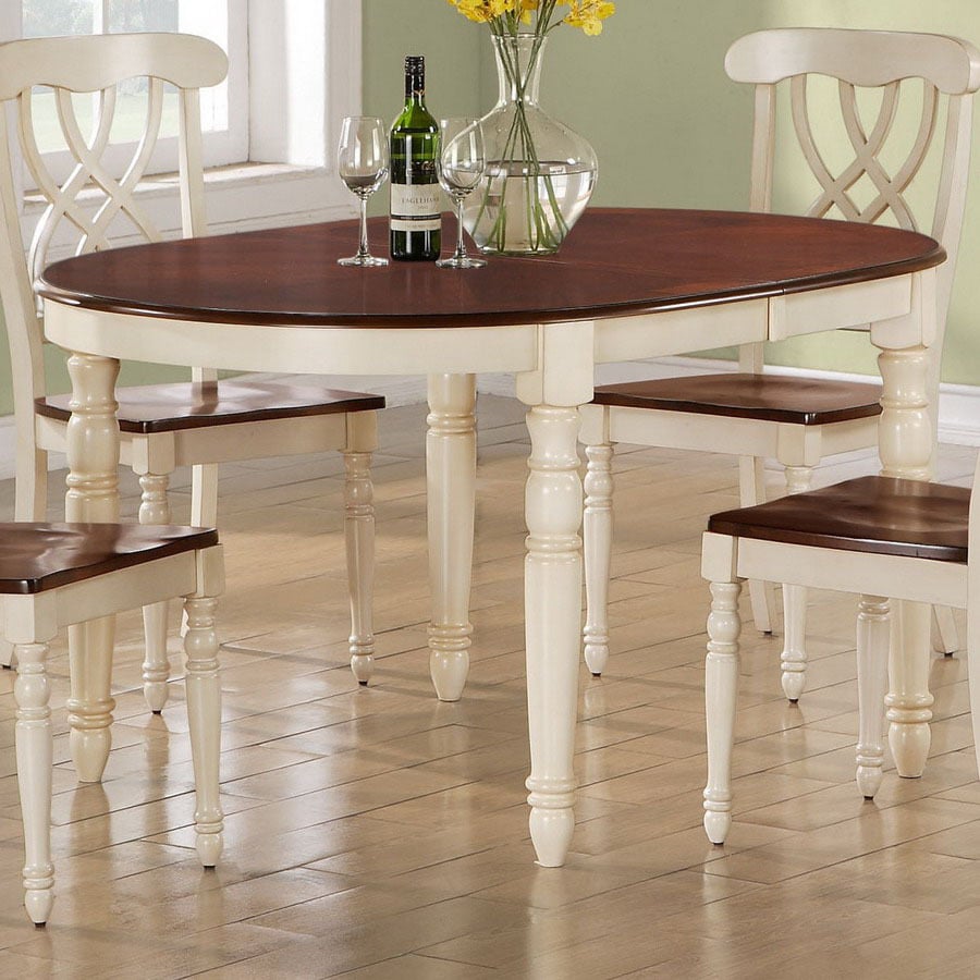 Shop Monarch Specialties Antique White Walnut Oval Dining Table At