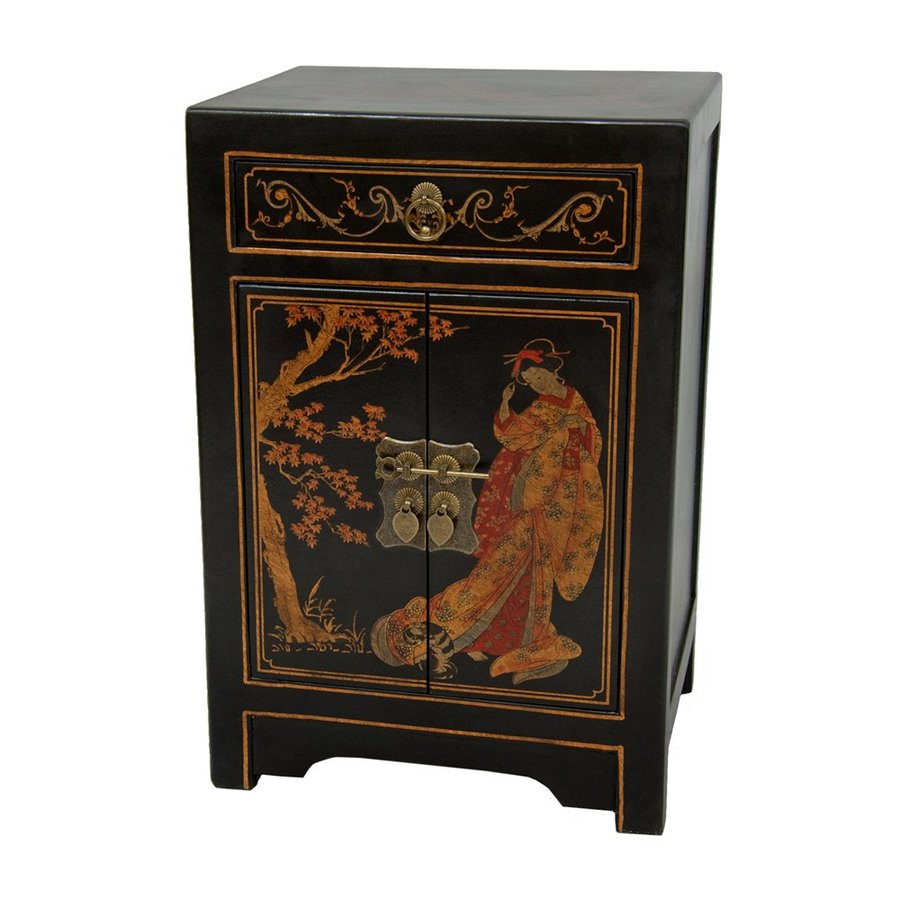 Shop Oriental Furniture Black lacquer Wood End Table at