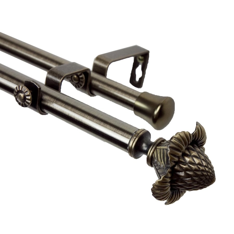 Rod Desyne Modern Bloom 48 In To 84 Antique Brass Steel Double Rod Desyne Modern Bloom 48 In To 84 Antique Brass Steel Double Curtain