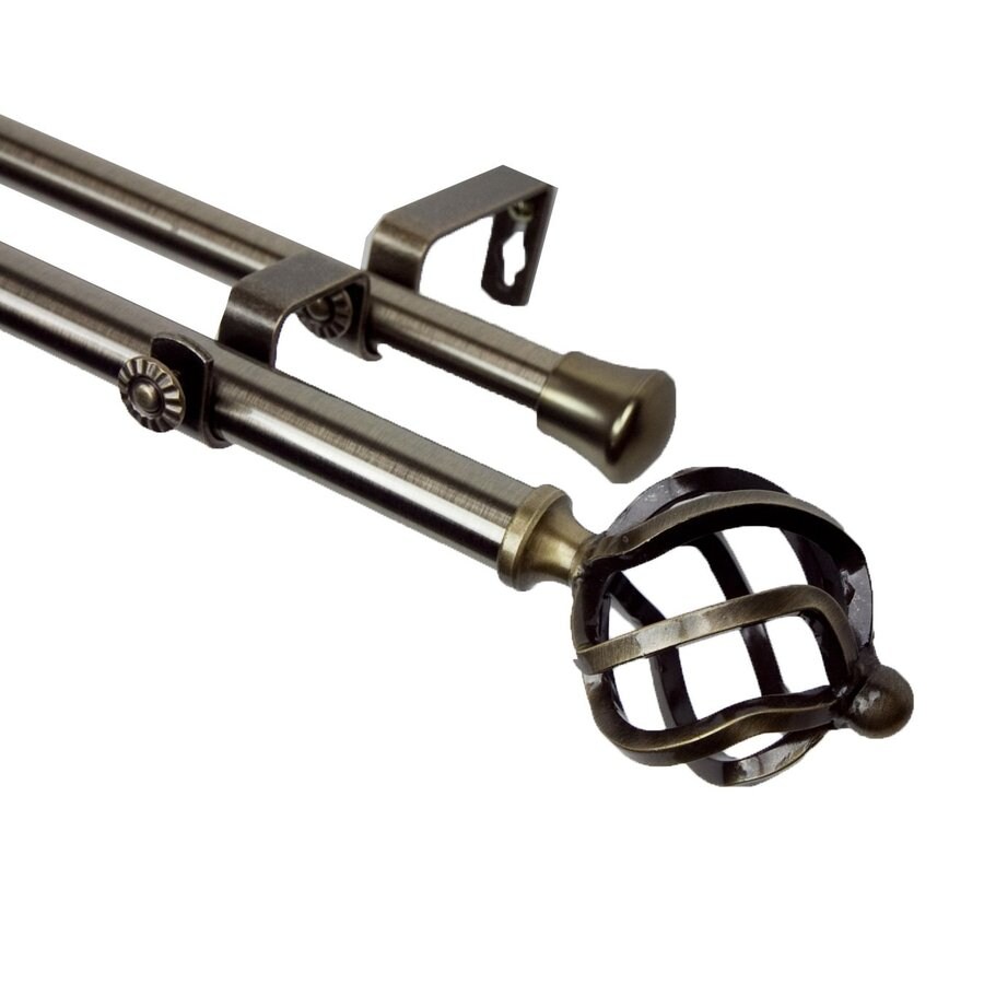 Rod Desyne Modern Twist 48 In To 84 Antique Brass Steel Double Rod Desyne Modern Twist 48 In To 84 Antique Brass Steel Double Curtain