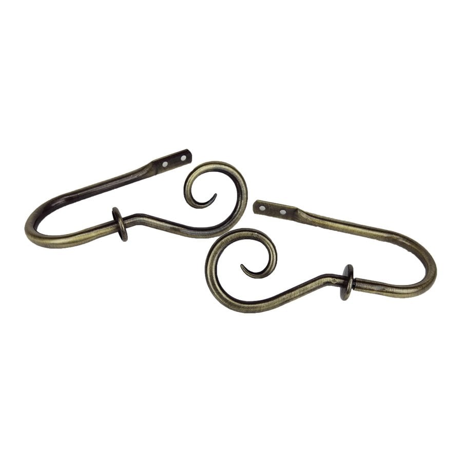 Rod Desyne Curl 2Pack Antique Brass Steel Curtain Holdbacks at