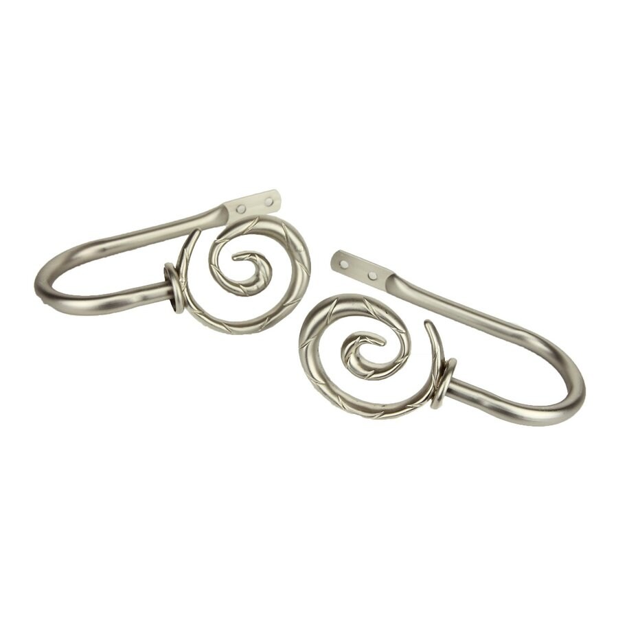 Rod Desyne Spiral 2Pack Satin Nickel Steel Curtain Holdbacks in the