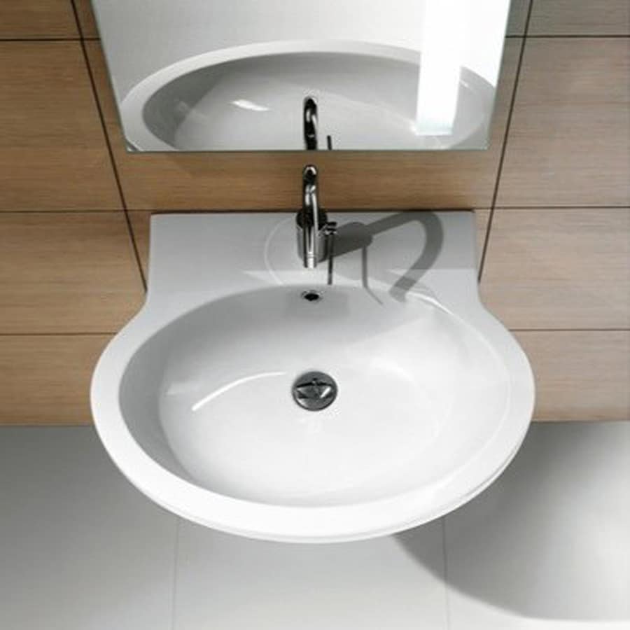 Nameeks Panorama White Ceramic WallMount Oval Bathroom