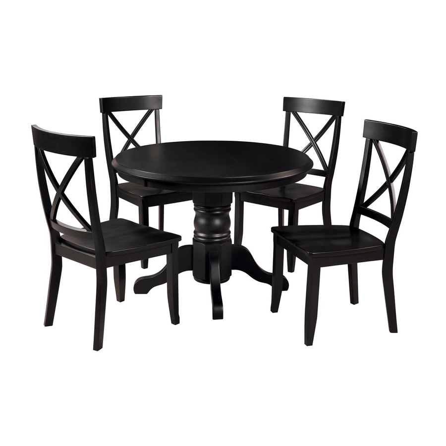 Home Styles Black 5-Piece Dining Set with Round Dining ...