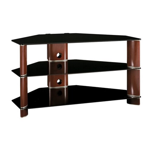 Bush Furniture Segments Rosebud Cherry/Bright Silver Corner Television Stand at