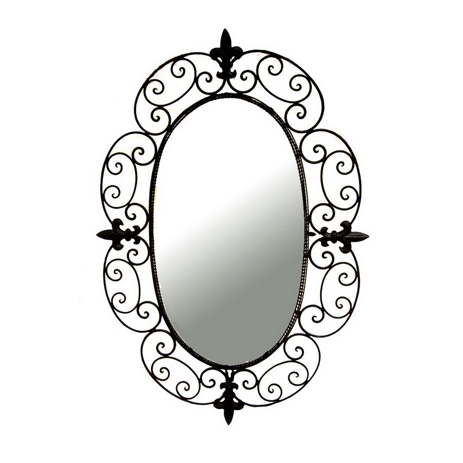 Ashton Sutton 20in x 29in Wrought Iron Oval Framed Wall Mirror at