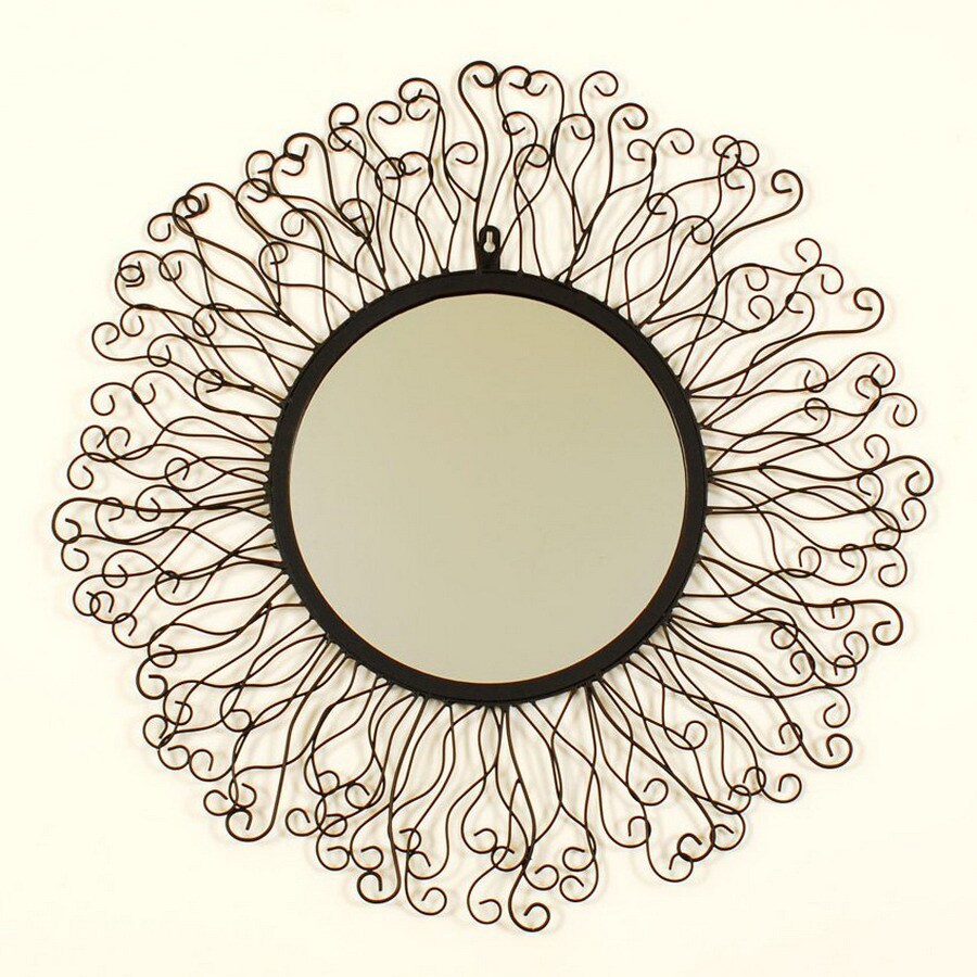 Ashton Sutton 22-in x 22-in Wrought Iron Round Framed Wall Mirror at ...