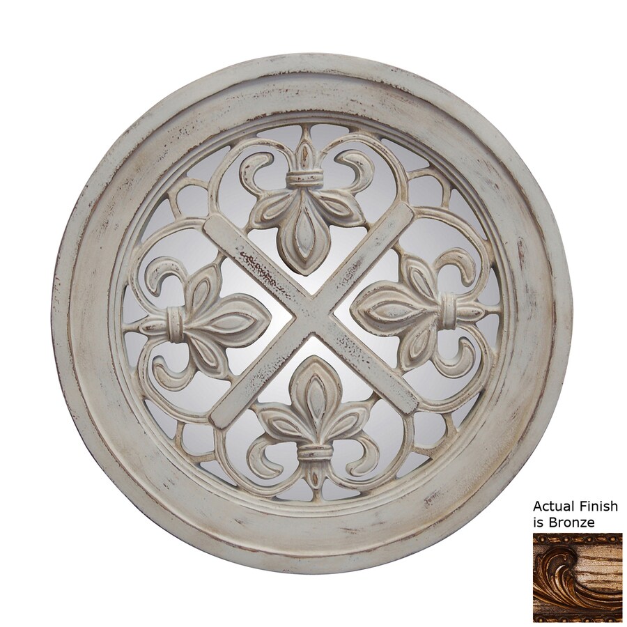 Hickory Manor House Fleur De Lis Bronze Polished Round Wall Hickory Manor House Fleur De Lis Bronze Polished Round Wall Mirror