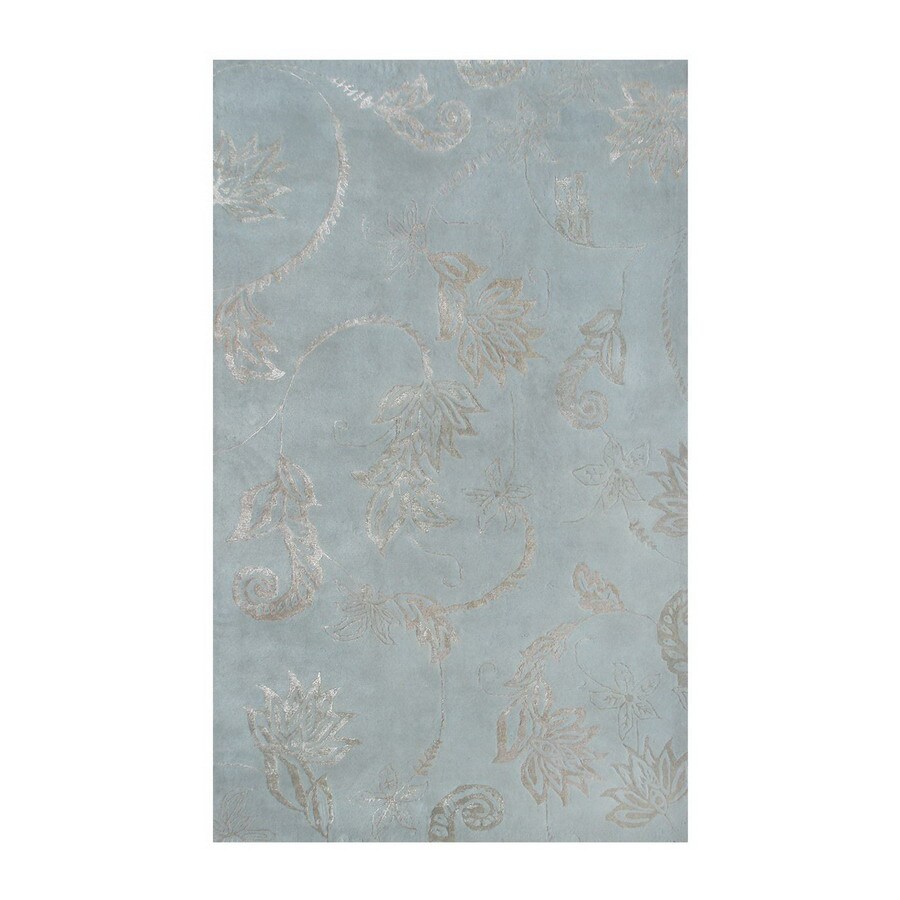 The Rug Market 44217F Shabati 8 X 11 (ft) Wool Aqua Floral Area Rug