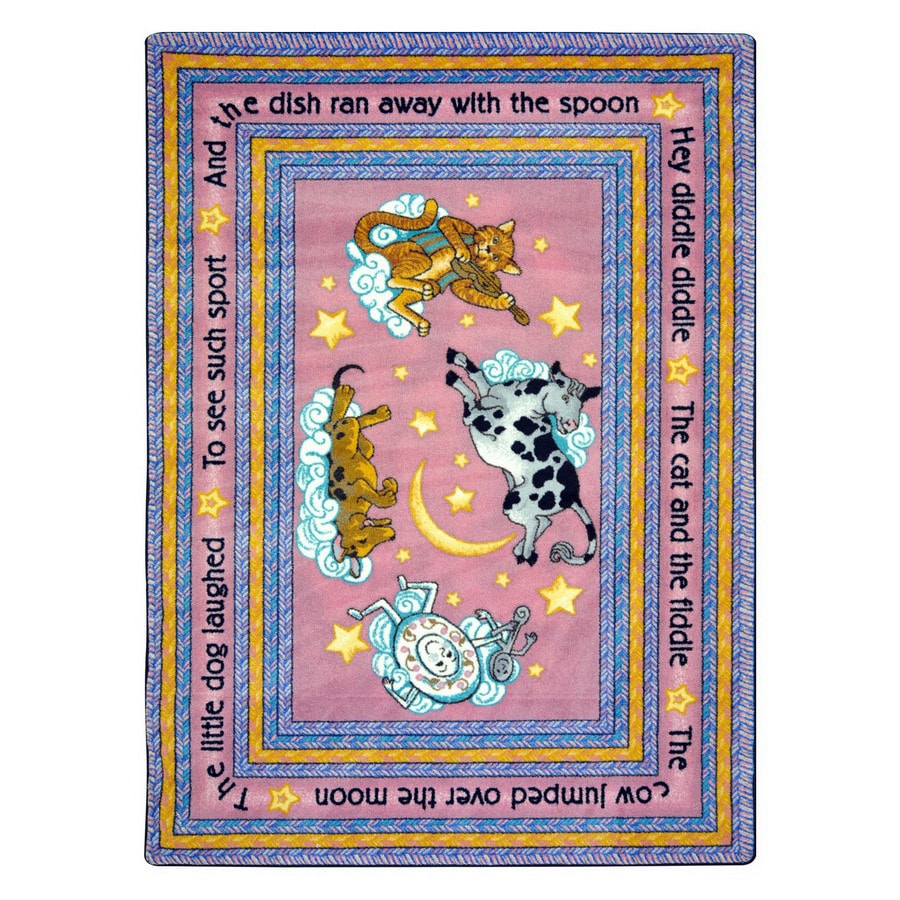 Joy Carpets Hey Diddle Diddle 7 ft 7 in x 7 ft 7 in Round Multicolor Educational Area Rug