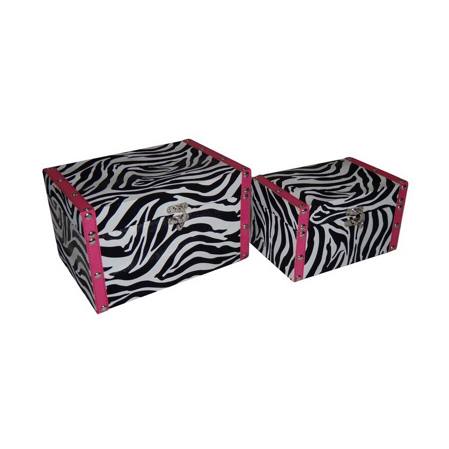 Cheung's FP-3272-2PZ Set of 2 Rectangular Zebra with Pink Border Boxes