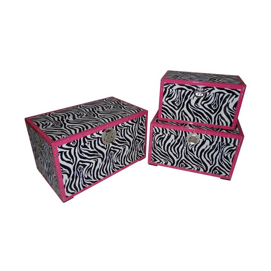 Cheung's FP-3274-3PZ Set of 3 Rectangular Zebra with Pink Border Large Trunks
