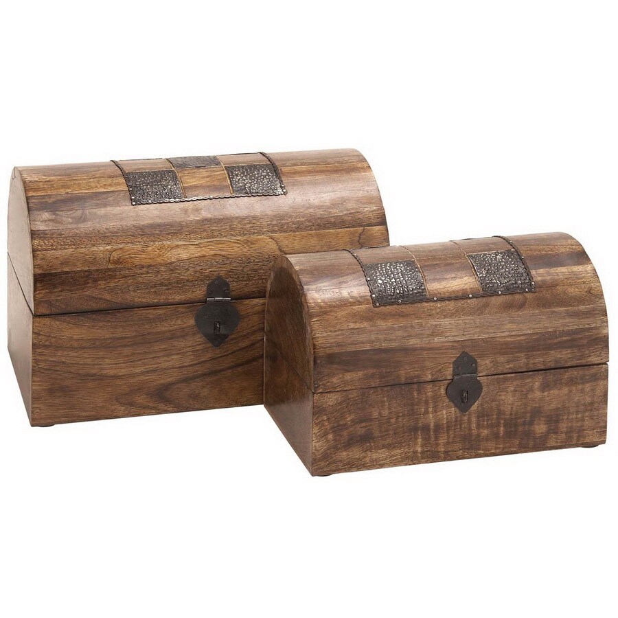 UMA Enterprises 14329 Set of 2 Rectangular Wood Metal Inlay Boxes Unique Home Accents