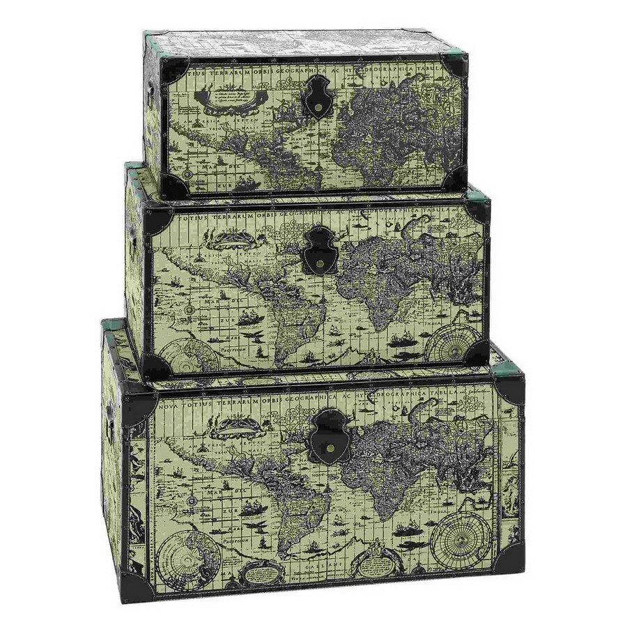 UMA Enterprises 53864 Set of 3 Rectangular Travel Steamer Trunk Boxes