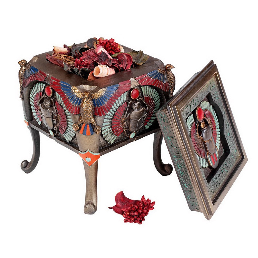 Design Toscano QL1465 Square Sacred Scarab Beetle Egyptian Offering Box