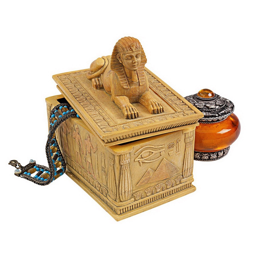Design Toscano WU73855 Rectangular Egyptians Royal Sphinx Sarcophagus Box