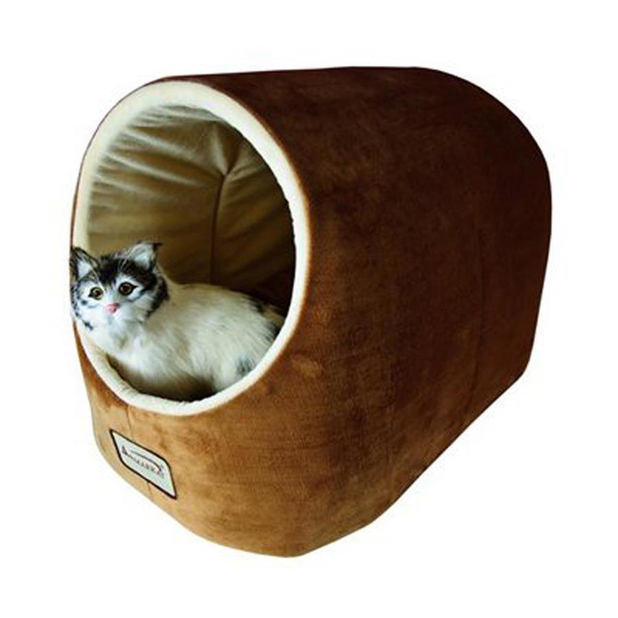 Armarkat Brown/Ivory Soft Velvet Cat Bed in the Pet Beds department at