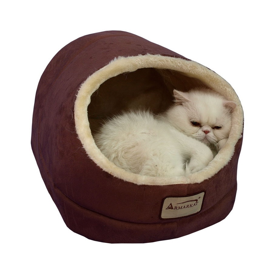 Armarkat Red/Beige Faux Suede and Faux Fur Cat Bed at