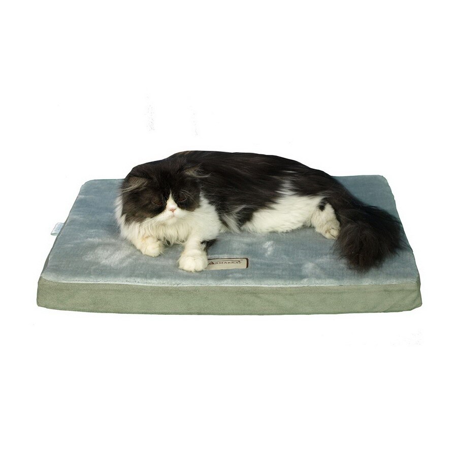 Armarkat Sage Green/Grey Faux Suede and Soft Plush Rectangular Dog Bed