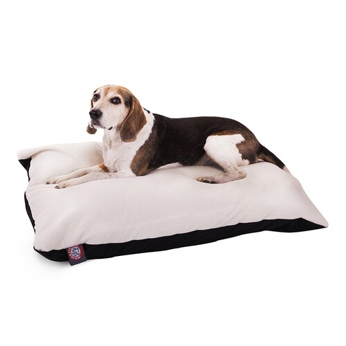 Majestic Pets Black Faux Sheepskin and Poly Cotton Rectangular Dog Bed