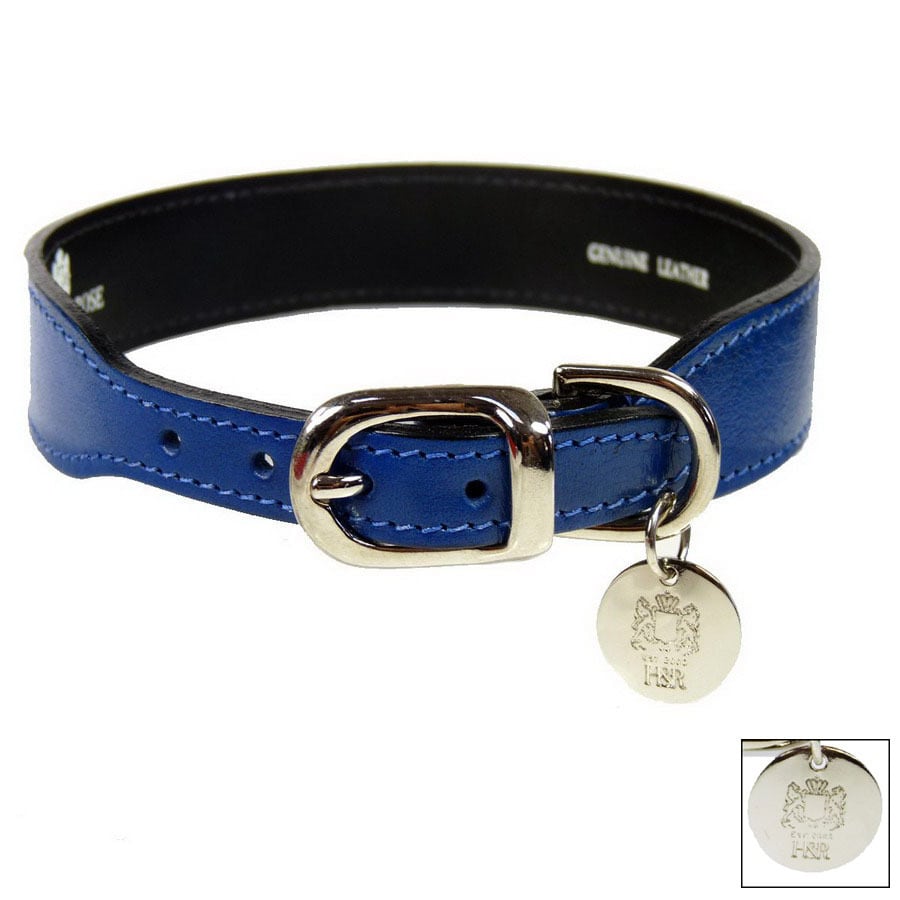 navy leather dog collar