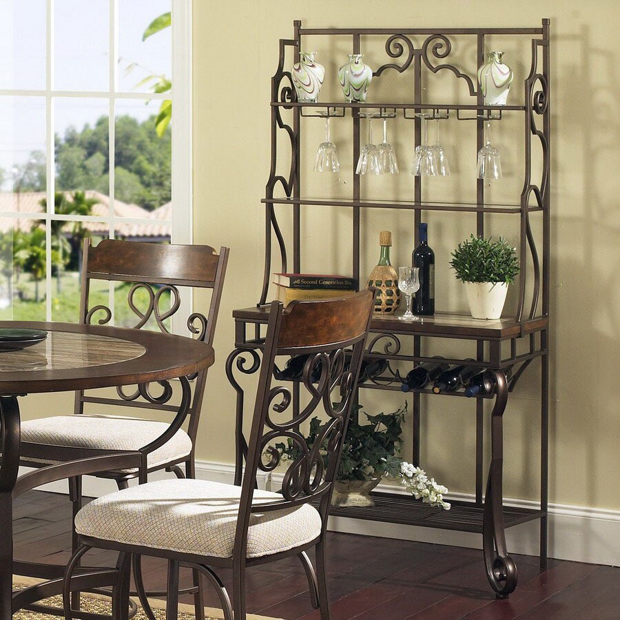 bakers rack in dining room