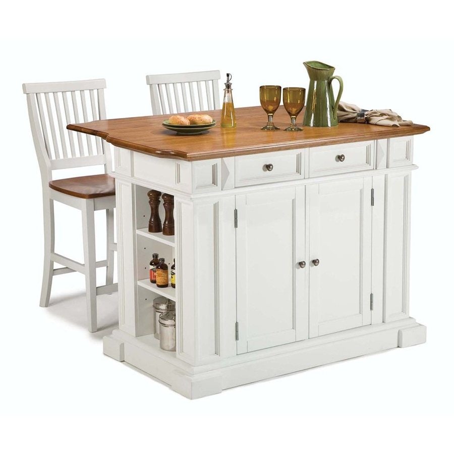 Shop Home Styles White Midcentury Kitchen Islands 2Stools at Lowes.com