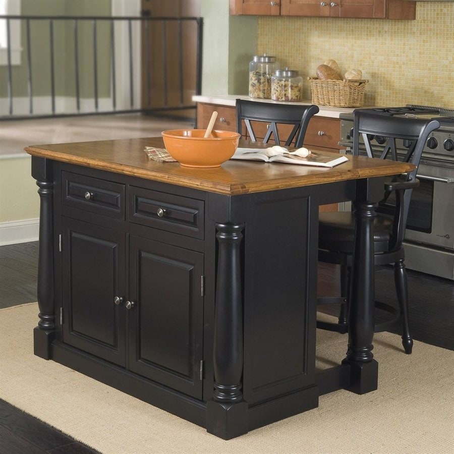 Shop Home Styles Black Midcentury Kitchen Islands 2Stools at Lowes.com Shop Home Styles Black Midcentury Kitchen Islands 2Stools at Lowes.com