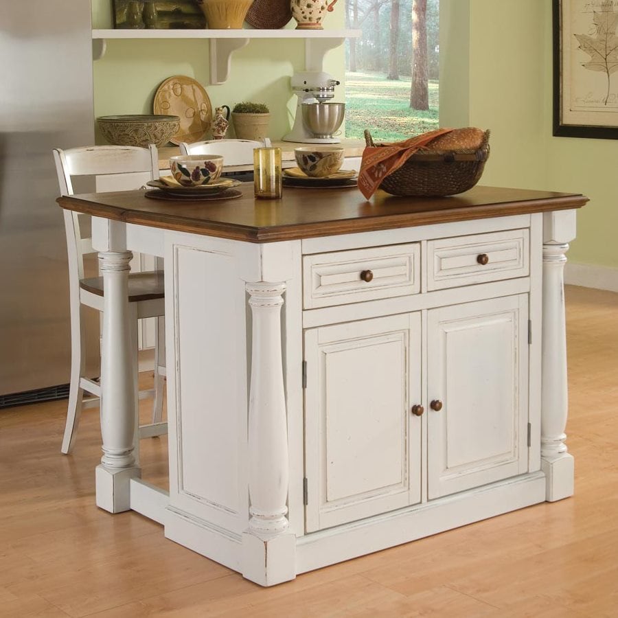 Shop Home Styles White Midcentury Kitchen Islands 2Stools at Lowes.com