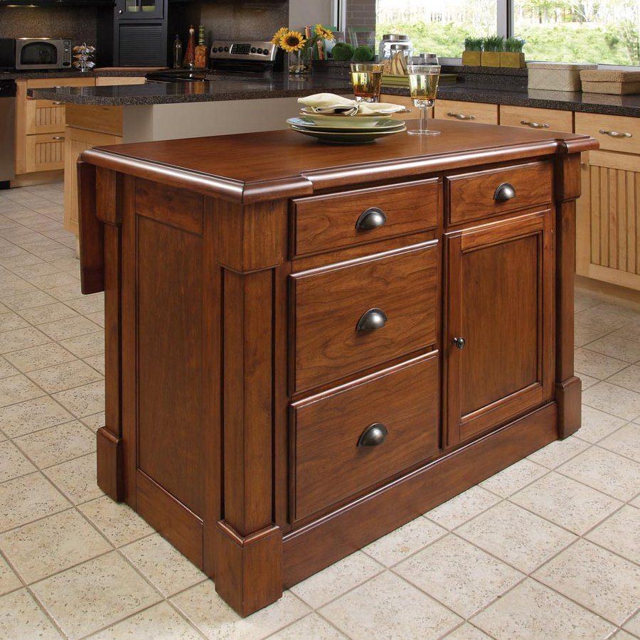 Home Styles Brown Midcentury Kitchen Islands At Lowes Com   4573922 