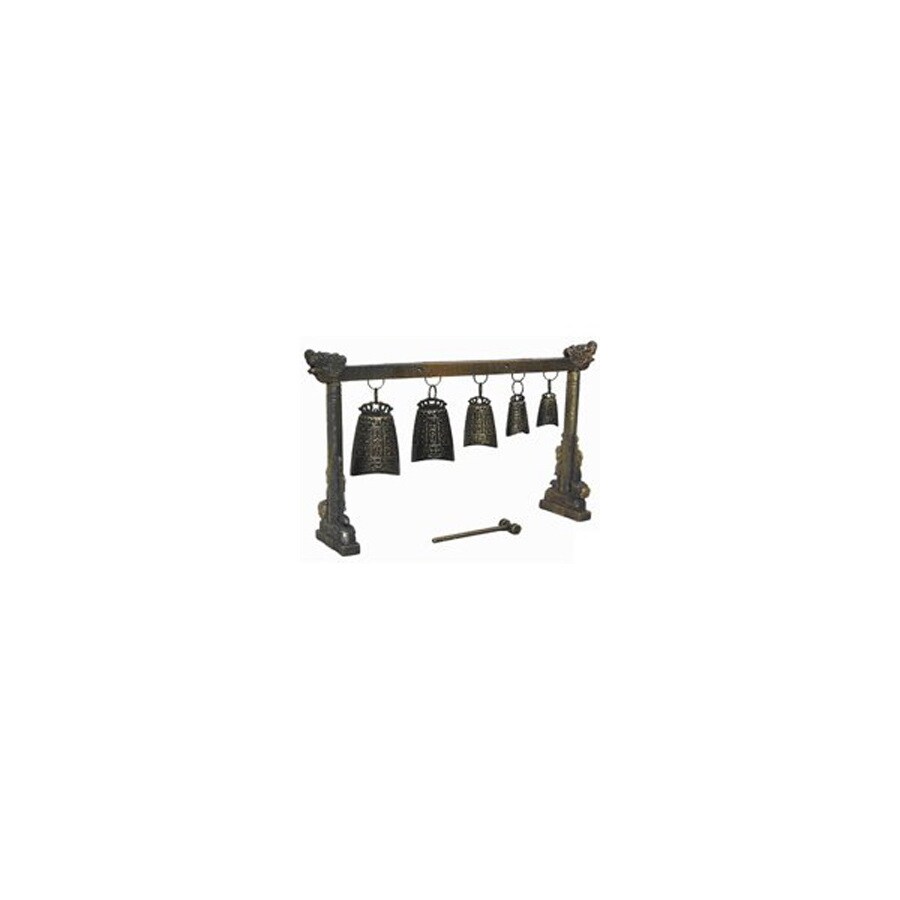 Oriental Furniture Tibetan Five Bell Gong