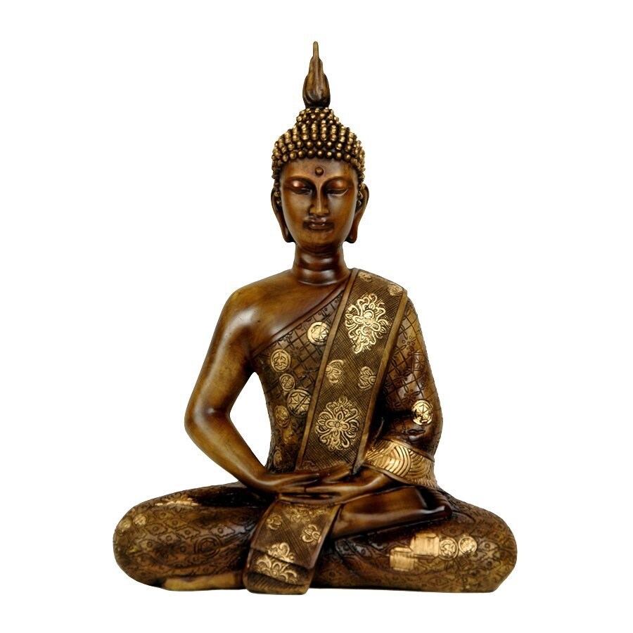 Shop Oriental Furniture Wood/Antiqued Gold Patina 11.5-in Thai Sitting ...