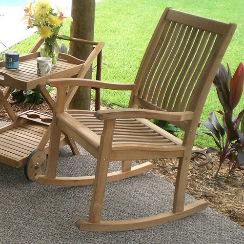 Cascadia Teak Outdoor Rocking Chair At Lowes Com