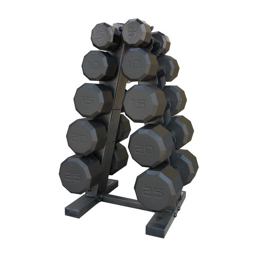 CAP Set of 10 (5 to 25 lbs) Black FixedWeight Dumbbells in the