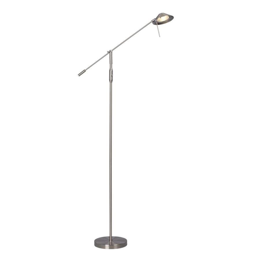 Galaxy 66 In Brushed Nickel Swing Arm Built Table Floor Lamp With