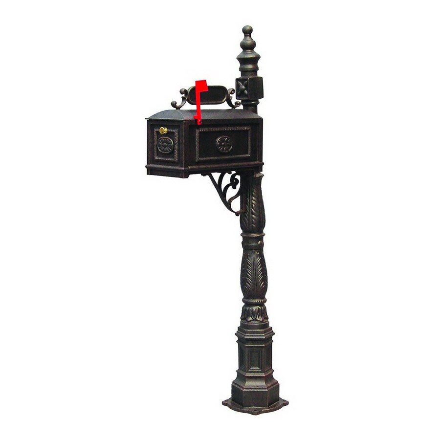 Shop Darlee 21-in W x 14-in H Metal Antique Bronze Post Mount Mailbox ...