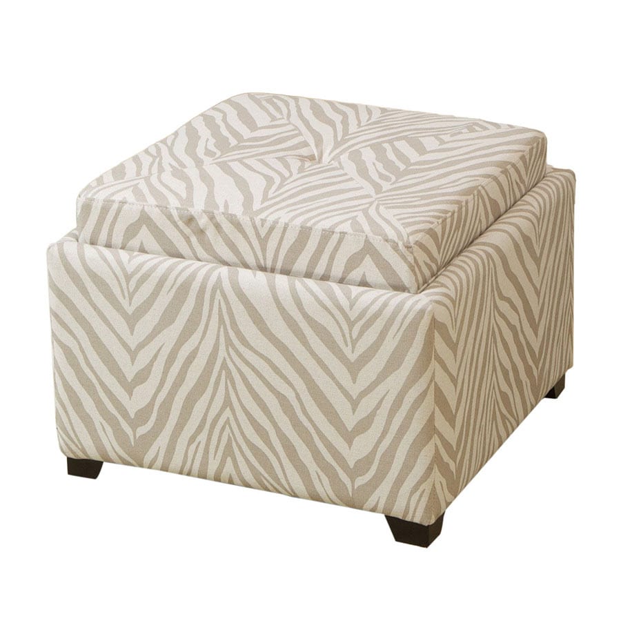 Best Selling Home Decor Woodley Zebra Beige Square Storage Ottoman at ...