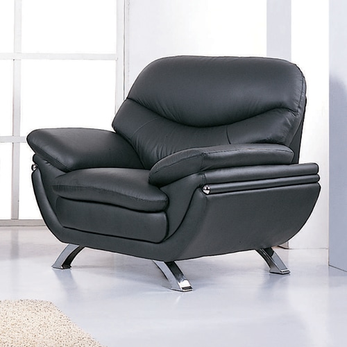 BH Design Jonus Modern Black Leather Accent Chair At Lowe