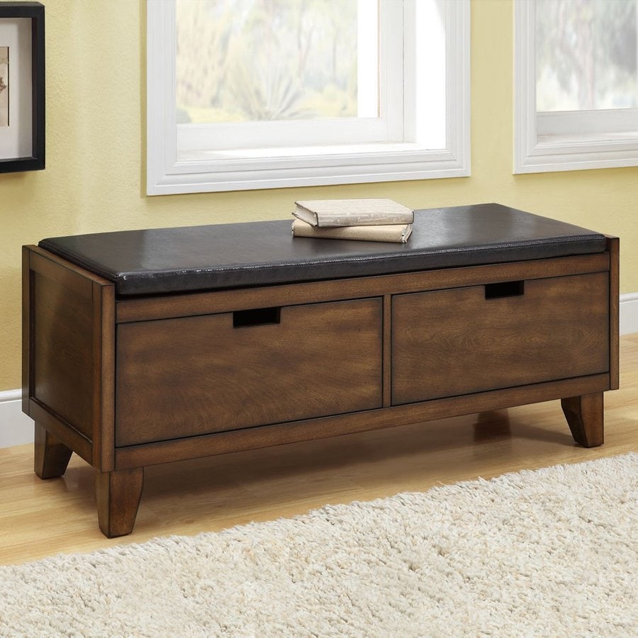 Monarch Specialties Dark Walnut Indoor Storage Bench at